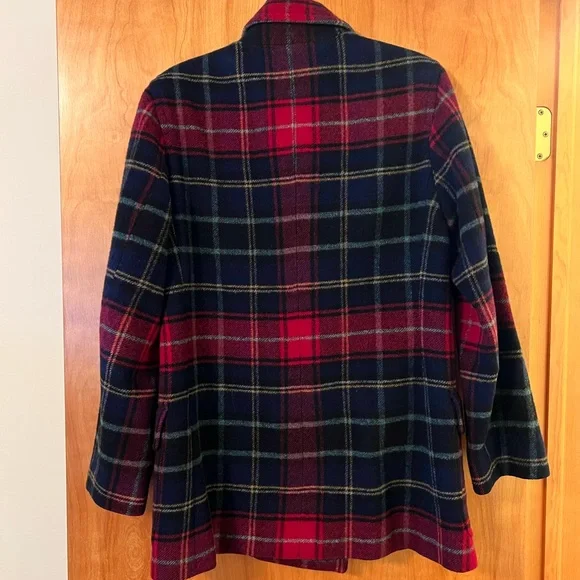 Ralph By Ralph Lauren 100% Wool Coat Double Breasted Red Navy Vintage 90s Large - Picture 9 of 13